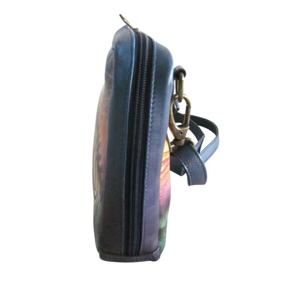 Anuschka Genuine Leather Hand-Painted Crossbody Bag with Zebra Sunset Design - Picture 13 of 16